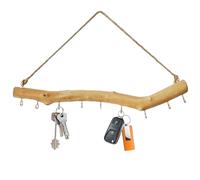 Rama colgante de madera rústica, decoración de pared de madera flotante natural, accesorio para el hogar con ganchos, organizador de joyas con material resistente, solución de colgador decorativo para