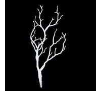 Rama de follaje simulado de 35 cm para espacios interiores con forma orgánica para sala de estar, comedor o decoración de entrada (blanco)