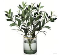 Rama de olivo artificial 30 cm, Set de 10 tallos flexibles con 2 frutos de espuma por rama, follaje realista para jarrón, bodas, decoración del hogar, fotografía, sin mantenimiento Jarrón no incluido