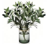 Rama de Olivo Artificial 30 cm, Set de 10 Tallos Flexibles con 2 Frutos de Espuma por Rama, follaje Realista para jarrón, Bodas, decoración del hogar, fotografía, sin Mantenimiento