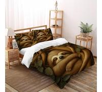 Rama Pereza Juego De Cama Tamaño De Microfibra Animales pequeños Lindos Funda De Edredón 3 Piezas 2 Funda De Almohada(50 * 75) Double（200x200cm）