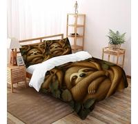 Rama Pereza Juego De Cama Tamaño De Microfibra Animales pequeños Lindos Fundas De Edredón Lavables 3 Piezas 2 Funda De Almohada(50 * 75) Super King（260x220cm）