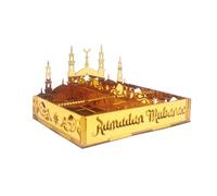 Ramadán Bandeja Ramadán Comida Bandeja Dorada Ramadán Bandejas de Acrílico Eid Mubarak Bandeja Postre Bandeja de Postre Ramadán Decoración Bandeja de Snack para la Fiesta Eid Mubarak