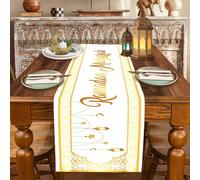 Ramadan Eid Mubarak Camino de Mesa Dorado, decoración de Ramadán, Eid Mubarak, Mantel de 180 cm de Largo, decoración de Mesa Musulmana, islámico Iftar (Ramadán)