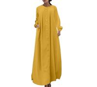 Ramadán Kaftan Vestido largo musulmán para mujer, temperamento suelto, túnica, péndulo, vestido largo, amarillo, L