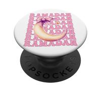 Ramadan Kareem Muslim Moon Girl Coquette Lazo Rosa PopSockets PopGrip Adhesivo