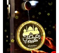 Ramadan Luces Decorativas Eid Mubarak Decoracion Estilo Estrellas Lunas Castillos Luces de Ventana Ramazan Kareem Light para Musulmanes Islámicos Fiestas Festivas Interior y Exterior (Castillo)