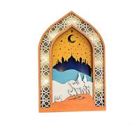 Ramadán - Luz decorativa con montaje desmontable, luz nocturna de material de roble para Eid al-Fitr y reuniones espirituales (A)