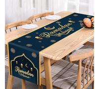 Ramadan Mubarak - Camino de Mesa para decoración de Mesa - Ramadan Mosque Lantern Islamic Happy Ramadan Mubarak 2023 Suministros de Fiesta, 180 x 35 cm