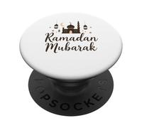 Ramadán Mubarak Feliz Ayuno Luna Creciente Islámico Musulmán PopSockets PopGrip Adhesivo