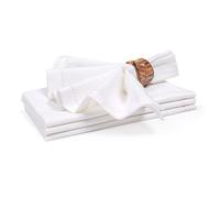 Ramanta Home Juego de servilletas de tela blanca de 4-20 x 20 pulgadas Servilletas de lino y algodσn de primera calidad con vainica, suaves, dura