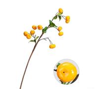 Ramas artificiales de naranjo, paquete de 3 tallos de frutas de imitación de 65 cm con alambre flexible para decoración del hogar, oficina, boda (naranja)