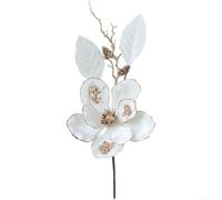 Ramas artificiales de orquídea Phalaenopsis con magnolia para exhibición de mesa y sala de estar que proporcionan estilo de temporada con construcción de tela (blanco)