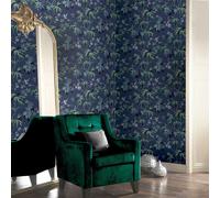 Ramas De Flor De Hoja Tropical De Jazmín - NAVY 297800 - Papel Tapiz Arthouse