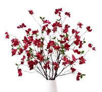 Ramas de Flores Artificiales de buganvilla de Seda con Ramas de árbol secas de Tacto Real, Tallos de vegetación sintética para decoración del hogar, Interiores y Exteriores, arreglos Florales (Color