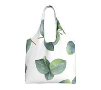 Ramas de hojas de eucalipto en acuarela,Bolsas de mano reutilizables, bolsas de supermercado, bolso de hombro de lona de gran capacidad