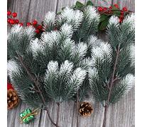 Ramas de pino artificiales de Navidad,4 púas agujas de pino de hoja perenne,guirnaldas de guirnaldas que adornan,ramitas imitación accesorios bricolaje,decoración hogar,decoración jardín vacaciones