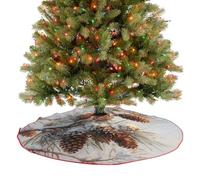 Ramas de pino con conos nevados, falda de árbol de Navidad de 90 cm, falda redonda para decoración de árbol de Navidad, falda de árbol para decoraciones de fiesta de Navidad