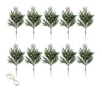 Ramas De Pino Navideñas, 10 Piezas De Tallo Artificial De 45 Cm con Luz | 10 ramas de pino de 45cm con luces LED cálidas, funciona con pilas 3x AAA, tallos flexibles que se adaptan a cualquier jarrón
