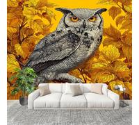 Ramas Y Hojas de BúHo Animal Fotomurales Pared Papel Pintado 200x140 cm Amarillo Tejido No Tejido Fotomurales Dormitorio Para la sala Decoración de pared tipo póster Fondo De Pantalla