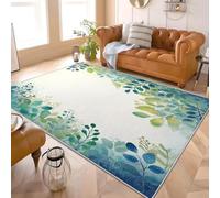Ramas Y Hojas Sencillas de Acuarela. Alfombra de Franela con Respaldo TPR Antideslizante Verde Alfombras de Pelo Corto Lavable a Máquina, Moqueta para Sala de Estar y Dormitorio 60x90 cm