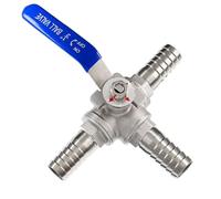 RAMBEX 1pcs 3-Way Ball Valve, 304 Stainless Steel T-Shaped Three Way Hose Barb Ball Valve For Water Adapter Connector(20mm)