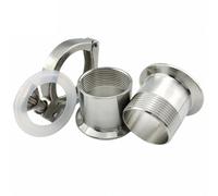 RAMBEX Juego De Triple Abrazadera, DN8 10 15 20 25 32 40 DN50 304 Acero Inoxidable Sanitario Hembra/Macho Virola Roscada Accesorio De Tubería Homebrew, 1 Uds (Size : DN10 clamp 50.5)