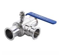 RAMBEX Válvula De Bola Sanitaria De 3 Vías De Acero Inoxidable, con Puerto En T De 19/25/32/38 Mm, 1,5" Diámetro Exterior De 50,5 Mm, For Alimentos, Líquidos Y Gases.(OD 19mm)