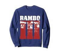 Rambo III Escena de Batalla Final Sudadera, Unisex para Adultos, Azul Marino, S