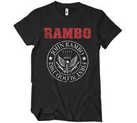 Rambo Licenciado Oficialmente First Blood 1982 Seal Hombres Camiseta (Negro), X-Large