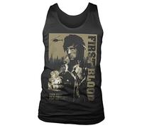 Rambo Licenciado Oficialmente First Blood Hombres Camiseta sin Mangas (Negro), X-Large