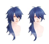 Rambut Palsu Cosplay Arisugawa Dadu Mikrofon Hipnosis Pertempuran Rap Divisi Anime Baru 60Cm Rambut Palsu Pesta Kostum Sintetis Keriting + Topi Wig