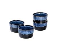 Ramekin Dish Moldes para Soufflé, UNICASA Set de 4 x 240ml Cuencos para Postres, Ramekins Bowl para Hornear para Mermeladas, Helados, Postres, Horno Aplicable - Mini platos Azul