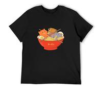 Ramen and Cats Noodles Kittens Cute Kawaii O-Neck 100% Cotton Short Sleeve Unisex T-Shirt XXL