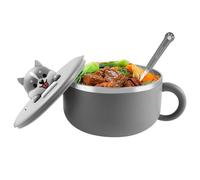 Ramén-bol con tapa - 1200 ml de calidad alimentaria, diseño portátil aislado, cuenco para el almuerzo de acero inoxidable, tapa de tenedor, pasta, cocina, residencia universitaria, habitación, viajes