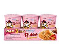 Ramen con fideos salteados con pollo picante Samyang Buldak, Hot Chicken Ramen Carbonara, Hot chicken ramen instantáneo muy rico y picante, Sabor a carbonara, Pack 3 paquetes de 80g cada uno