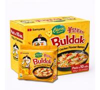 Ramen con fideos salteados con pollo picante Samyang Buldak, Hot Chicken Ramen Queso, Hot chicken ramen instantáneo muy rico y picante, Sabor a Queso, Pack 10 paquetes de 140g cada uno