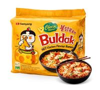 Ramen con fideos salteados con pollo picante Samyang Buldak, Hot Chicken Ramen Queso, Hot chicken ramen instantáneo muy rico y picante, Sabor a Queso, Pack 5 paquetes de 140g cada uno