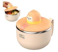 Ramen Cuenco con tapa, 1200 ml, cuenco grande de acero inoxidable para pasta con temporizador, cuenco para fideos instantáneos, cuenco portátil de acero inoxidable para servir sopa, bento almuerzo