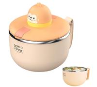 Ramen - Cuenco grande con tapa, 1200 ml, para fideos instantáneos con temporizador, cuenco para pasta instantánea con asas, cuenco portátil de acero inoxidable 304 para fideos, bento fruta, almuerzo