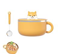 Ramen - Cuenco para pasta, cuenco de ramen, 1200 ml, cuencos de sopa con asas, cuenco de servicio instantáneo portátil con tapa y cuchara, cuenco para pasta instantánea con tapa para sopa, fideos