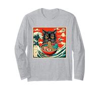 Ramen Fideos Gato Comer Anime Kawaii Japonés Kanagawa Wave Manga Larga