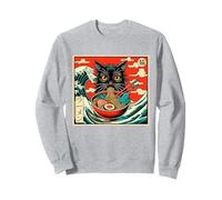 Ramen Fideos Gato Comer Anime Kawaii Japonés Kanagawa Wave Sudadera