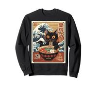 Ramen Fideos Gato Comer Anime Kawaii Japonés Kanagawa Wave Sudadera