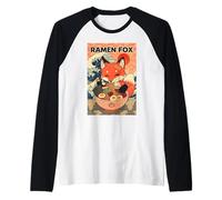 Ramen Fox Cute Japanese Noodle Lover Retro Anime Kawaii Ezo Camiseta Manga Raglan