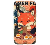 Ramen Fox Cute Japanese Noodle Lover Retro Anime Kawaii Ezo Carcasa para iPhone X/XS