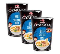 Ramen instantáneo sabor sukiyaki carne en vaso 63 g Pack 3 unidades listo en 3 minutos comida rápida estilo japonés para casa oficina viaje