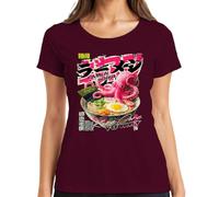 Ramen Junkie Japón Pulpo Anime Manga Comida Camiseta Mujer, granate, L
