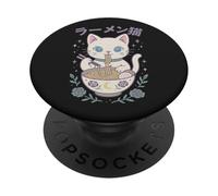 Ramen Kawaii Lindo Gato Pastel Gótico Estilo Japonés PopSockets PopGrip Adhesivo