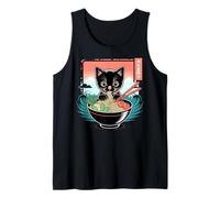 Ramen Noodle Japanese Anime Manga Ramen Kawaii Cat Camiseta sin Mangas
